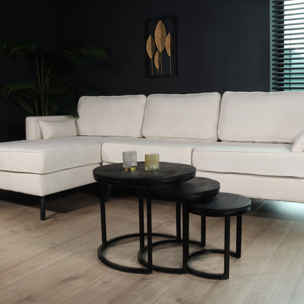 Hoekbank design Lizza 270cm bank wit chenille loungebank zowel links als rechts bankstel