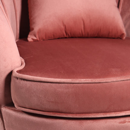 Fauteuil zitbank 1 persoons stoel Anna velvet oud roze bankje