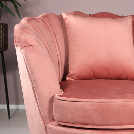 Fauteuil zitbank 1 persoons stoel Anna velvet oud roze bankje