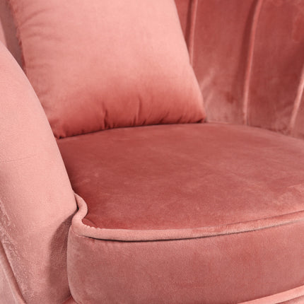 Fauteuil zitbank 1 persoons stoel Anna velvet oud roze bankje