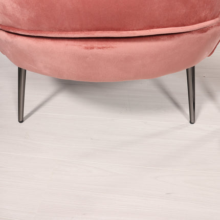 Fauteuil zitbank 1 persoons stoel Anna velvet oud roze bankje