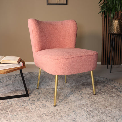 Fauteuil zitbank 1 persoons Teddy roze stoel