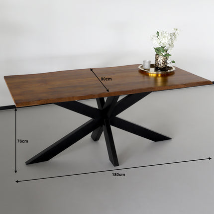 Eettafel boomstam mangohout 180cm Indiana industriële duurzaam boomstamtafel mango