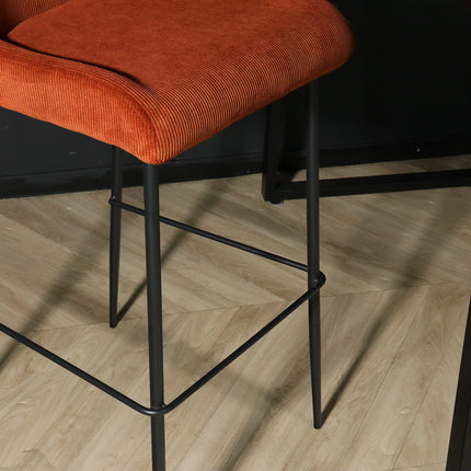 SET DEAL: 2 stuks Barkruk Inge bruin ribstof barstoel