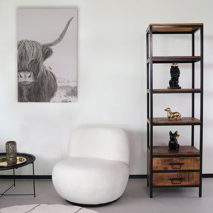 Boekenkast mangohout Jaell kast industrieel 183cm duurzaam massief hout mango wandkast