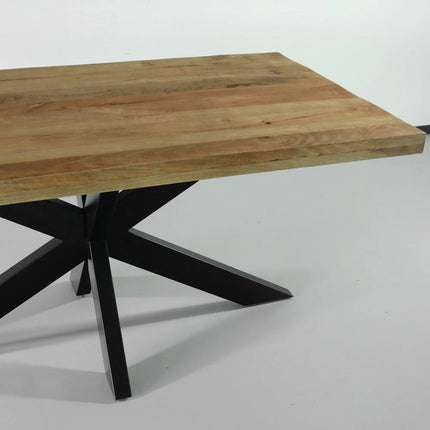 Eettafel langwerpig mangohout 160cm lichtbruin John langwerpige tafel duurzaam mango eetkamertafel