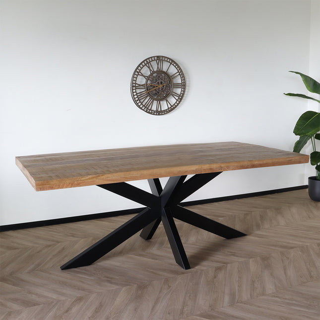 Eettafel John rechthoekig 200cm lichtbruin mangohout