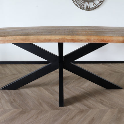 Eettafel langwerpig mangohout 200cm lichtbruin John langwerpige tafel duurzaam mango eetkamertafel