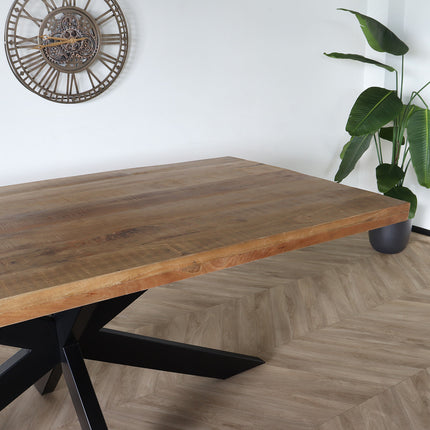 Eettafel langwerpig mangohout 200cm lichtbruin John langwerpige tafel duurzaam mango eetkamertafel