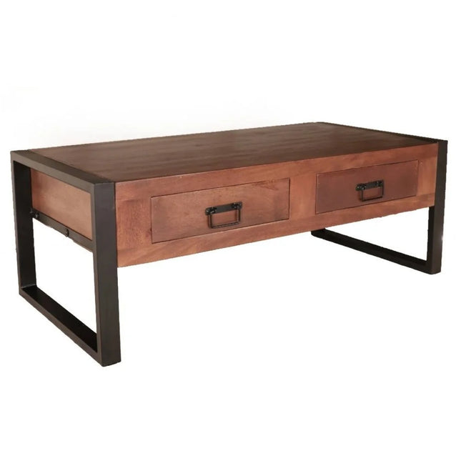 Salontafel rechthoekig met lades bruin mangohout 120cm Kai