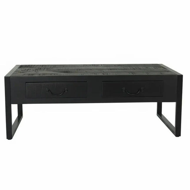 Salontafel rechthoekig met lades zwart mangohout 120cm Kai