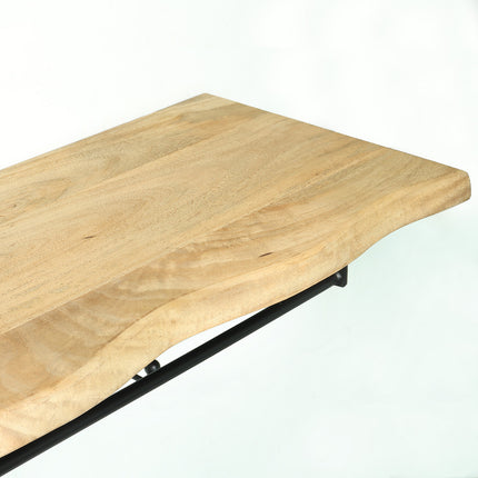 Kapstok Dexter 100cm wandplank met 6 haken lichtbruin wandkapstok mango hout muurdecoratie