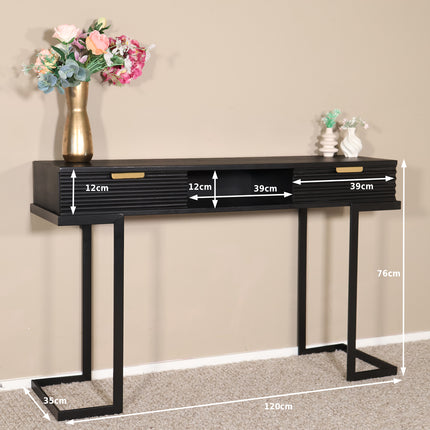 Kaptafel Georgia mangohout zwart 120cm