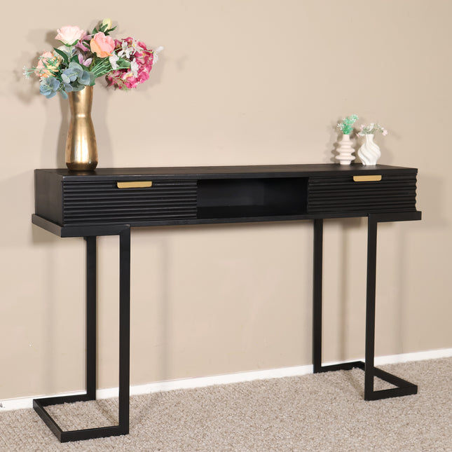 Kaptafel Georgia mangohout zwart 120cm