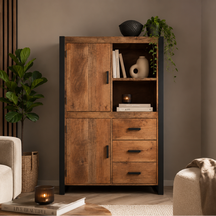 Mangohout kast 150cm bruin Dex