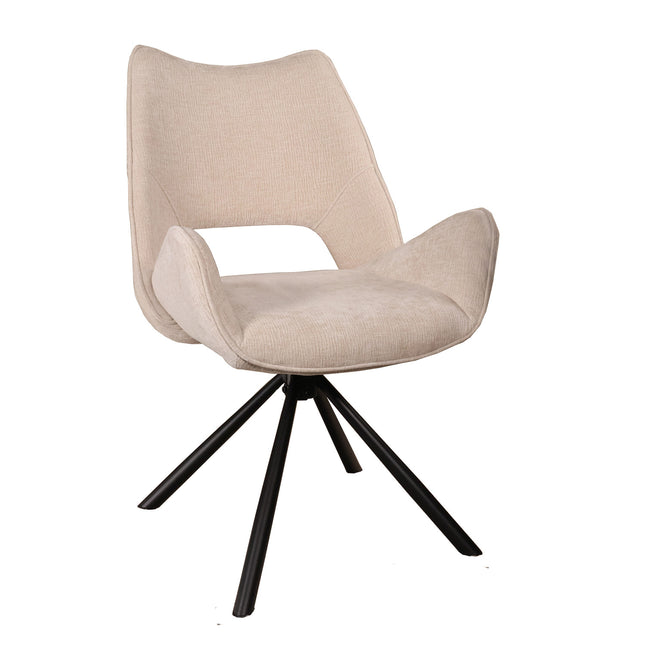 SET DEAL: 6 Eetkamerstoelen draaibaar beige stof Kevin