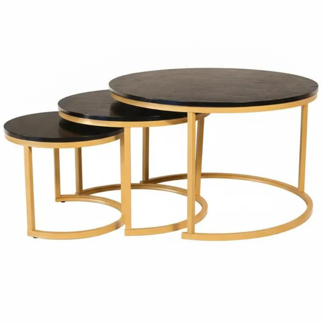 Salontafel rond 3delig goud MDF Kiki