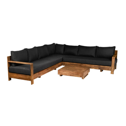 Loungebank tuin set Lahon antraciet acaciahout 250cm met tafel