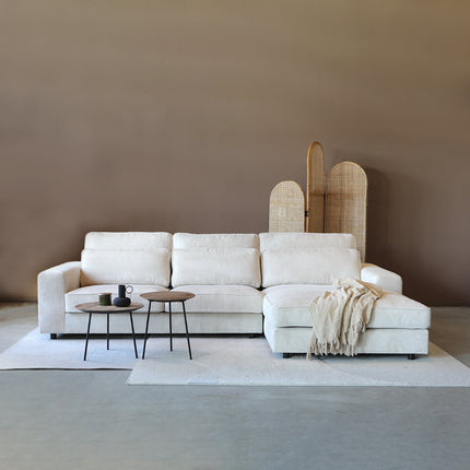 Hoekbank Lech creme polyester 295cm rechts