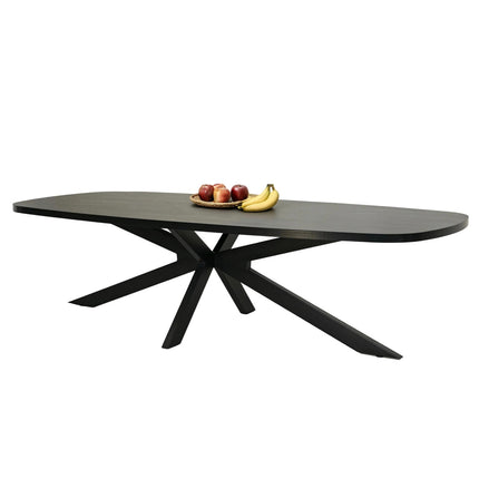 Eettafel Leco deens ovaal 300cm zwart melamine