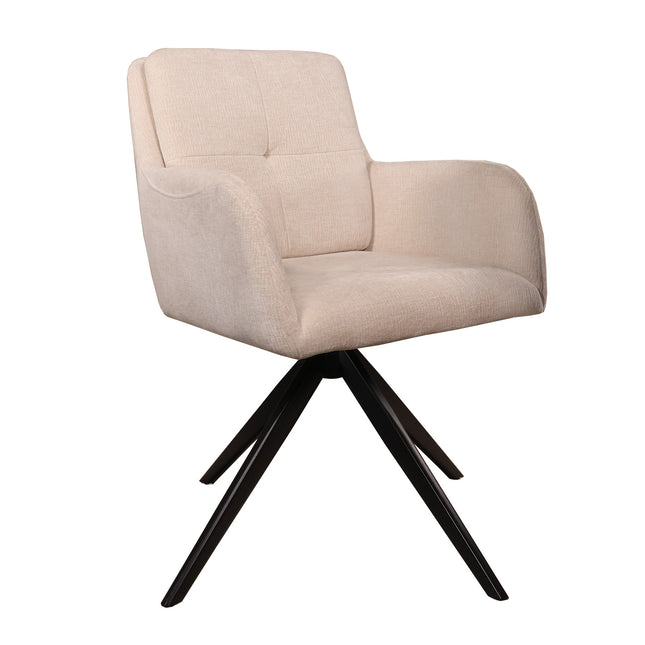 Eetkamerstoel draaibaar beige stof Lieve