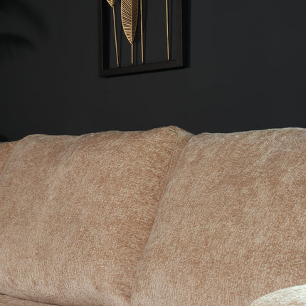 Hoekbank rond design Nox 250cm bank met ronding taupe chenille bankstel links loungebank