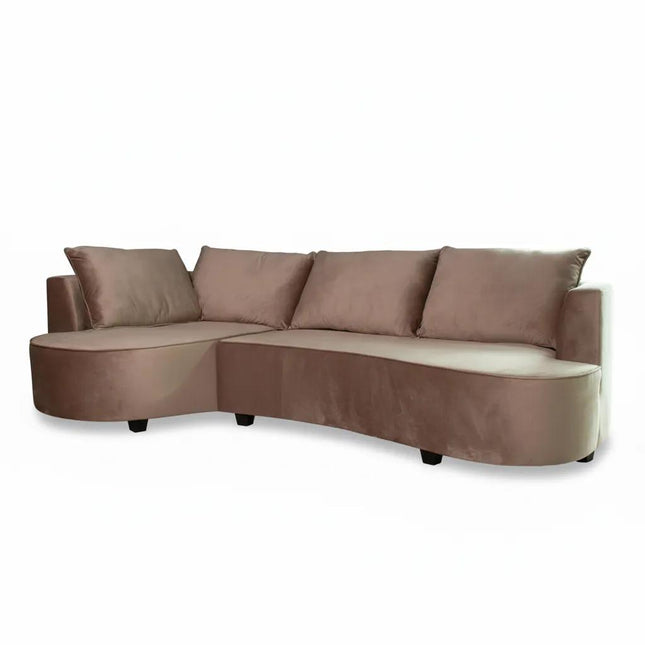Hoekbank Lando rond taupe velvet 270cm links