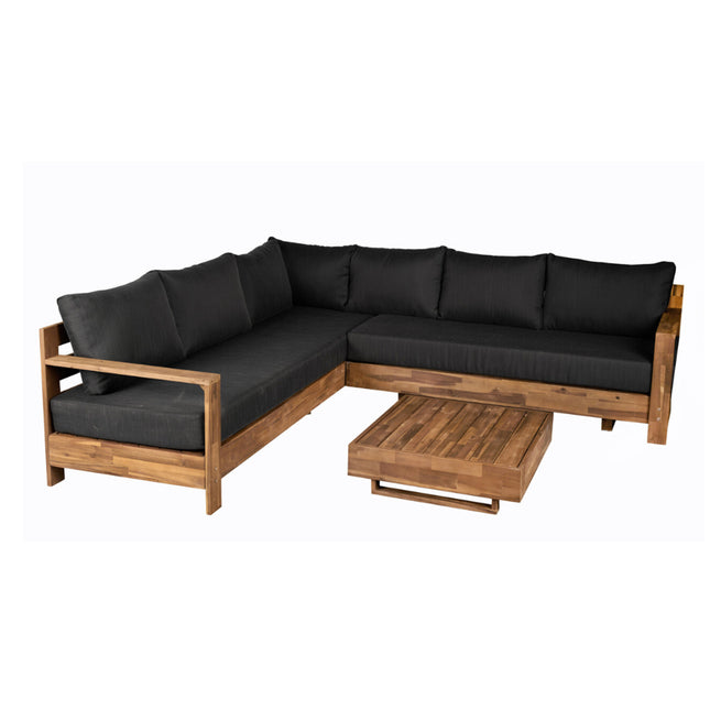 Loungebank tuin Boris antraciet acaciahout 220cm met tafel