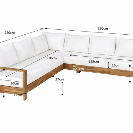 Tweedekans model: Loungebank tuin Boris wit acaciahout 220cm