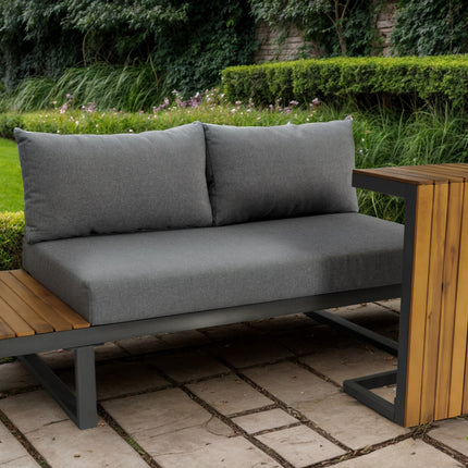 Loungeset 5-zits aluminium grijs Darcio met tuintafel en bijzettafel