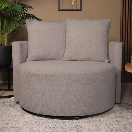 Fauteuil loveseat teddy grijs draaibare fauteuil