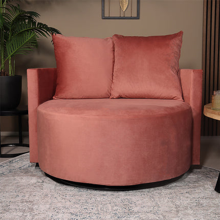 Fauteuil loveseat velvet oud roze draaibare fauteuil