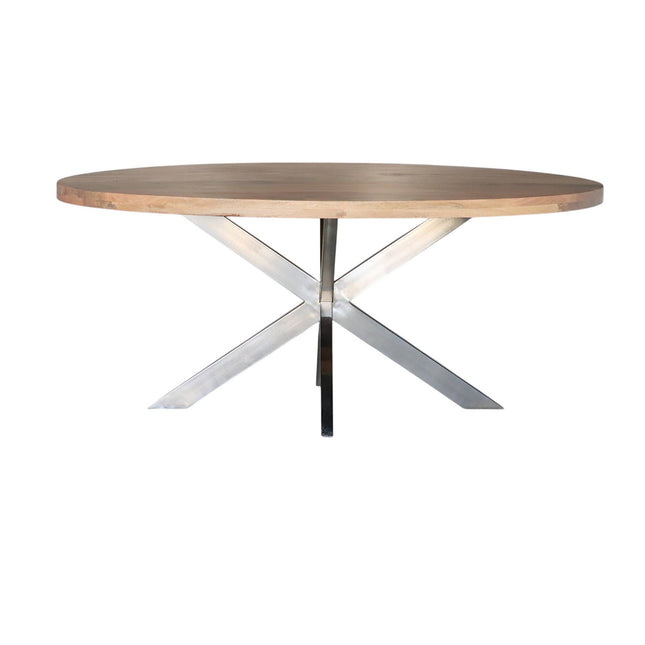 Eettafel Lucas ovaal 180cm lichtbruin met zilver mangohout