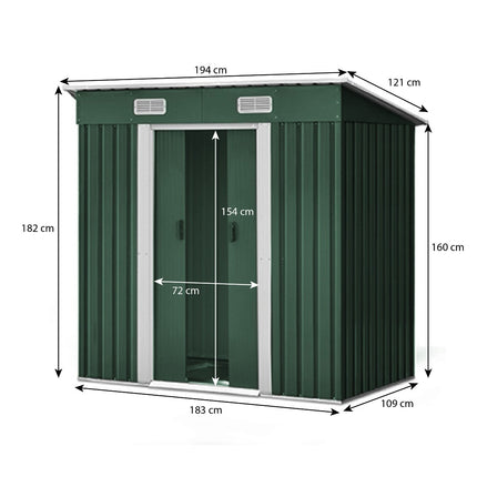 Metalen tuinhuis 4,3m³ groen