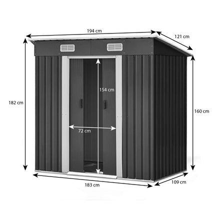 Metalen tuinhuis 4,3m³ antraciet