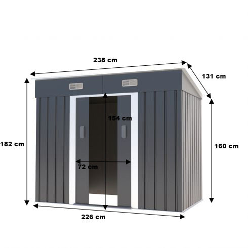 Metalen tuinhuis 5,6m³ grijs