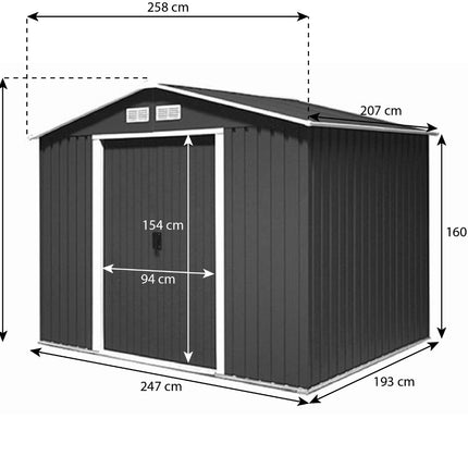 Metalen tuinhuis 9,3m³ antraciet