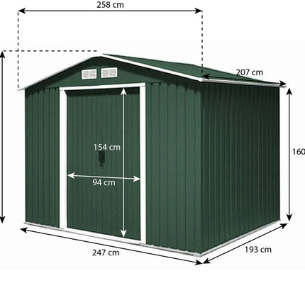Metalen tuinhuis 9,3m³ groen