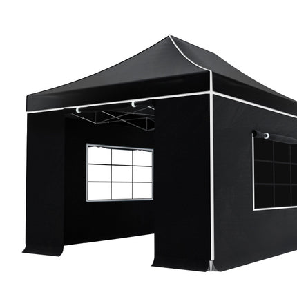 Easy up 3x4,5m zwart met zijwanden