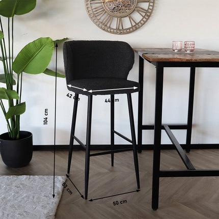 SET DEAL: 4 stuks Barkruk Miro zwart boucle
