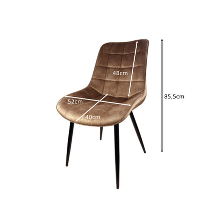 SET DEAL: 4 stuks Eetkamerstoel De Vince cognac velvet eetstoel