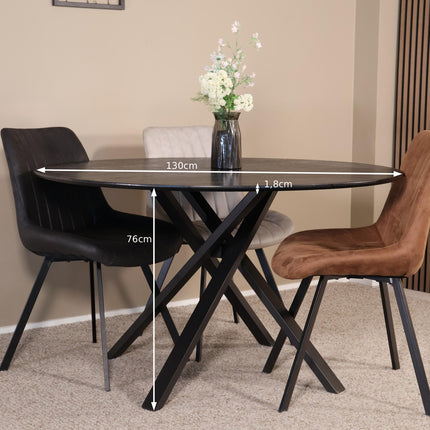 Eettafel Ronsi Antoinette rond 130cm zwart MDF