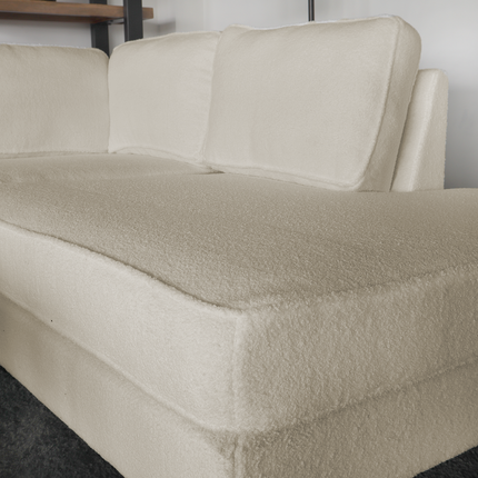 Hoekbank design Puckerto 290cm bank teddy beige hoek loungebank rechts bankstel