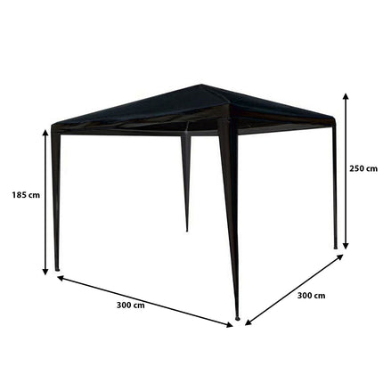 Partytent zwart 3x3m zonder zijwanden budget