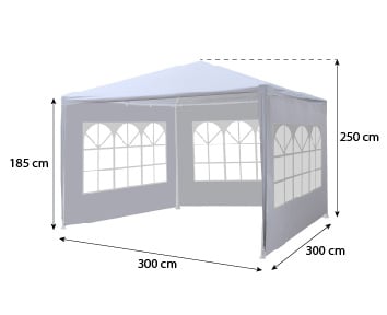 Partytent wit 3x3m met drie zijwanden budget
