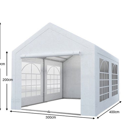 Partytent wit pvc met grondframe 3x4m