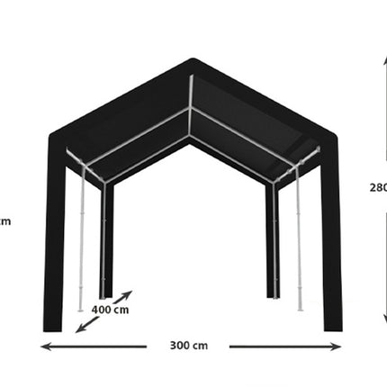 Partytent zwart semi professioneel 3x4m