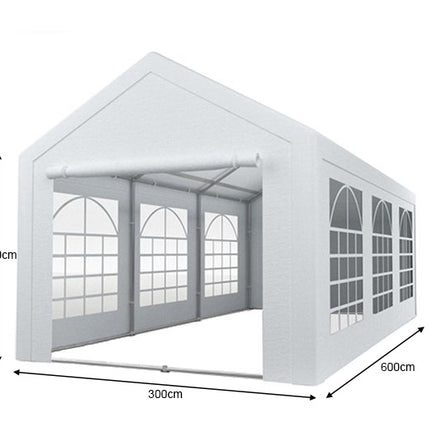 Partytent wit pvc met grondframe 3x6m