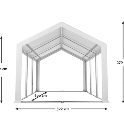 Partytent wit pvc met grondframe 3x6m