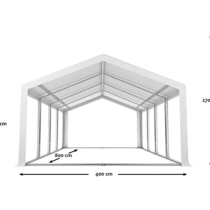 Partytent wit pvc met grondframe 4x8m